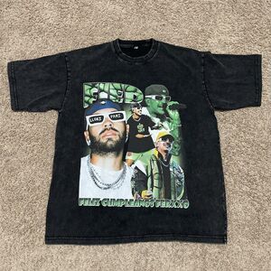 Fied Shirt Mens Large Black Feliz Cumpleanos Ferxxo Faded Columbian Hip Hop